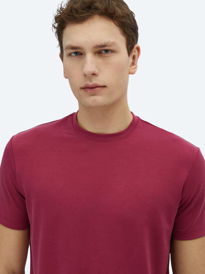 Mürdüm Düz Bisiklet Yaka T-shirt