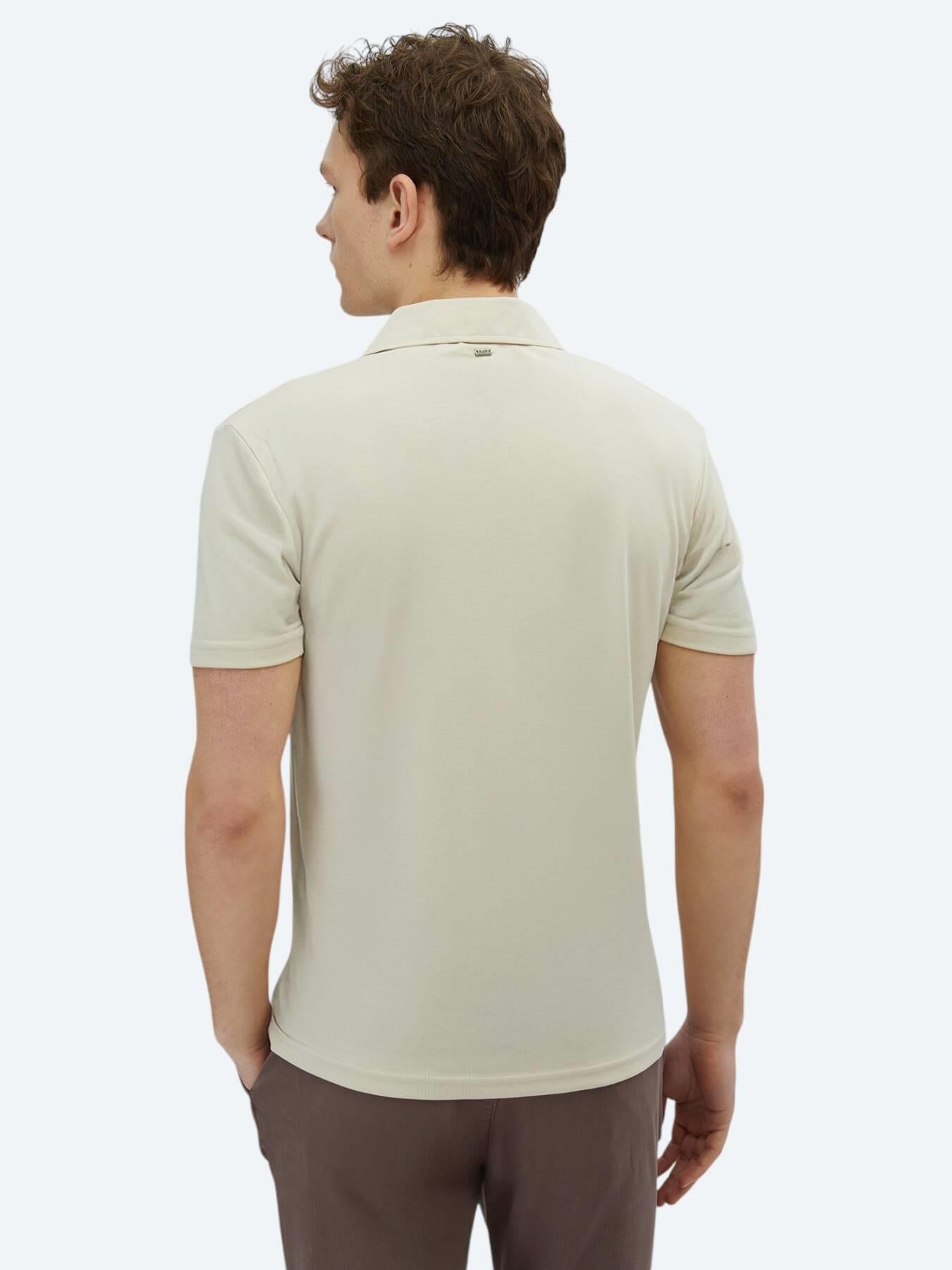 Bej Düz Polo Yaka T-shirt