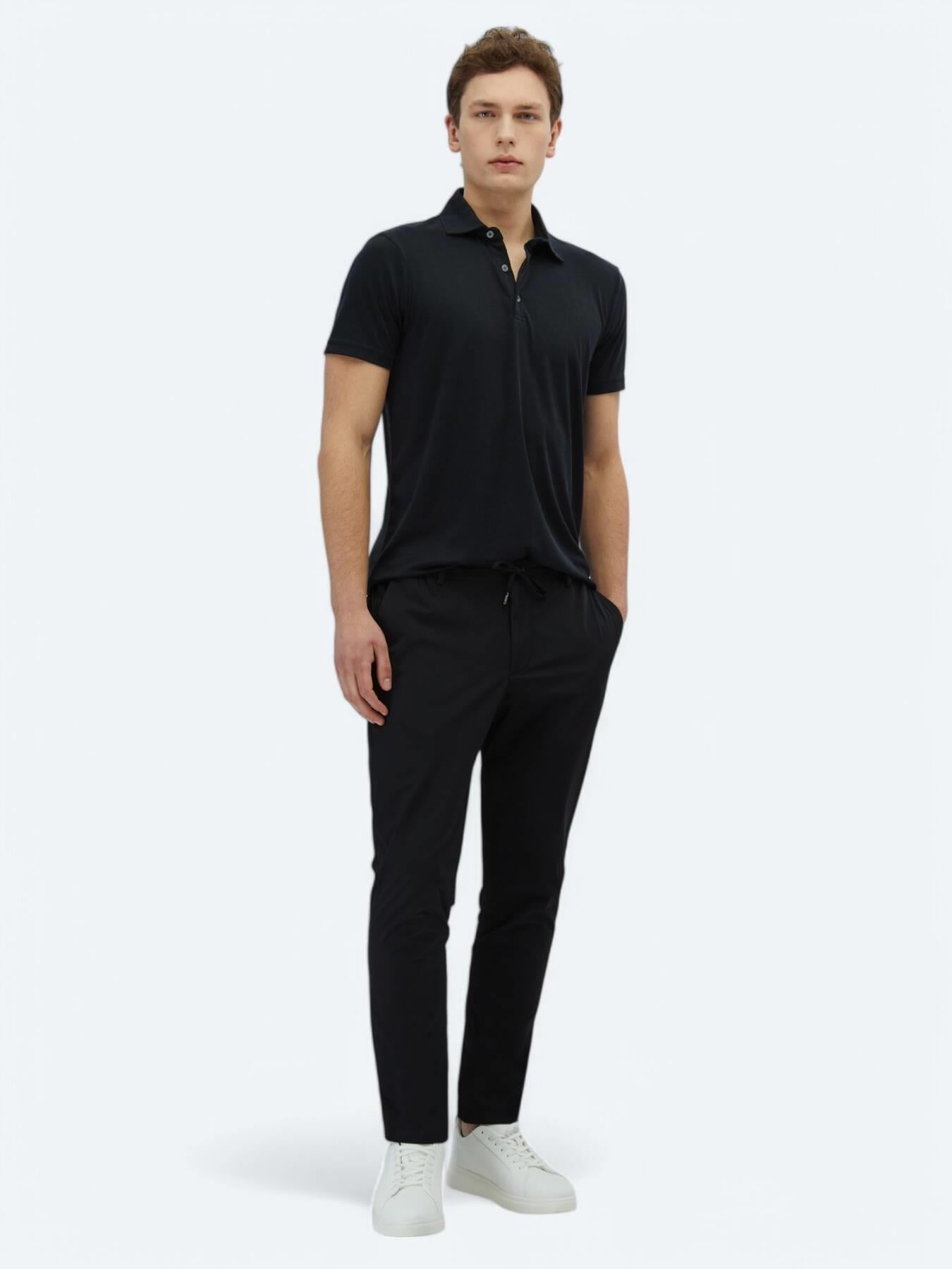 Siyah Düz Polo Yaka T-shirt