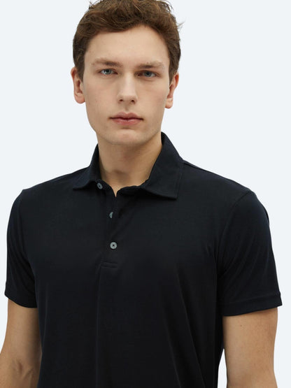 Siyah Düz Polo Yaka T-shirt