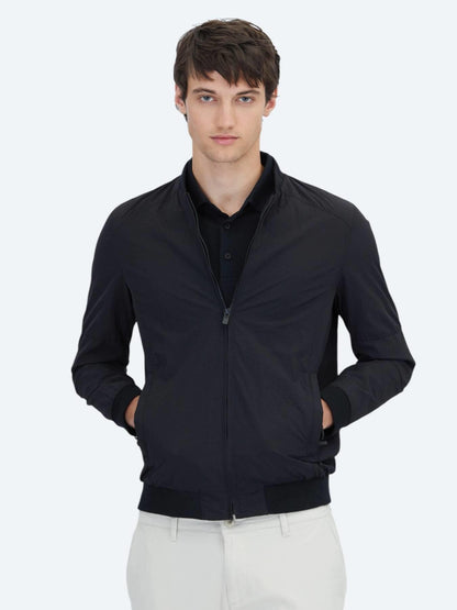 Siyah Regular Fit Dik Yaka Casual Dokuma Mont