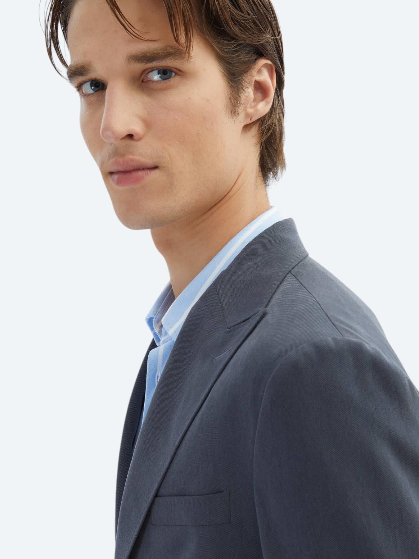 Antrasit Düz Modern Fit Takım Elbise