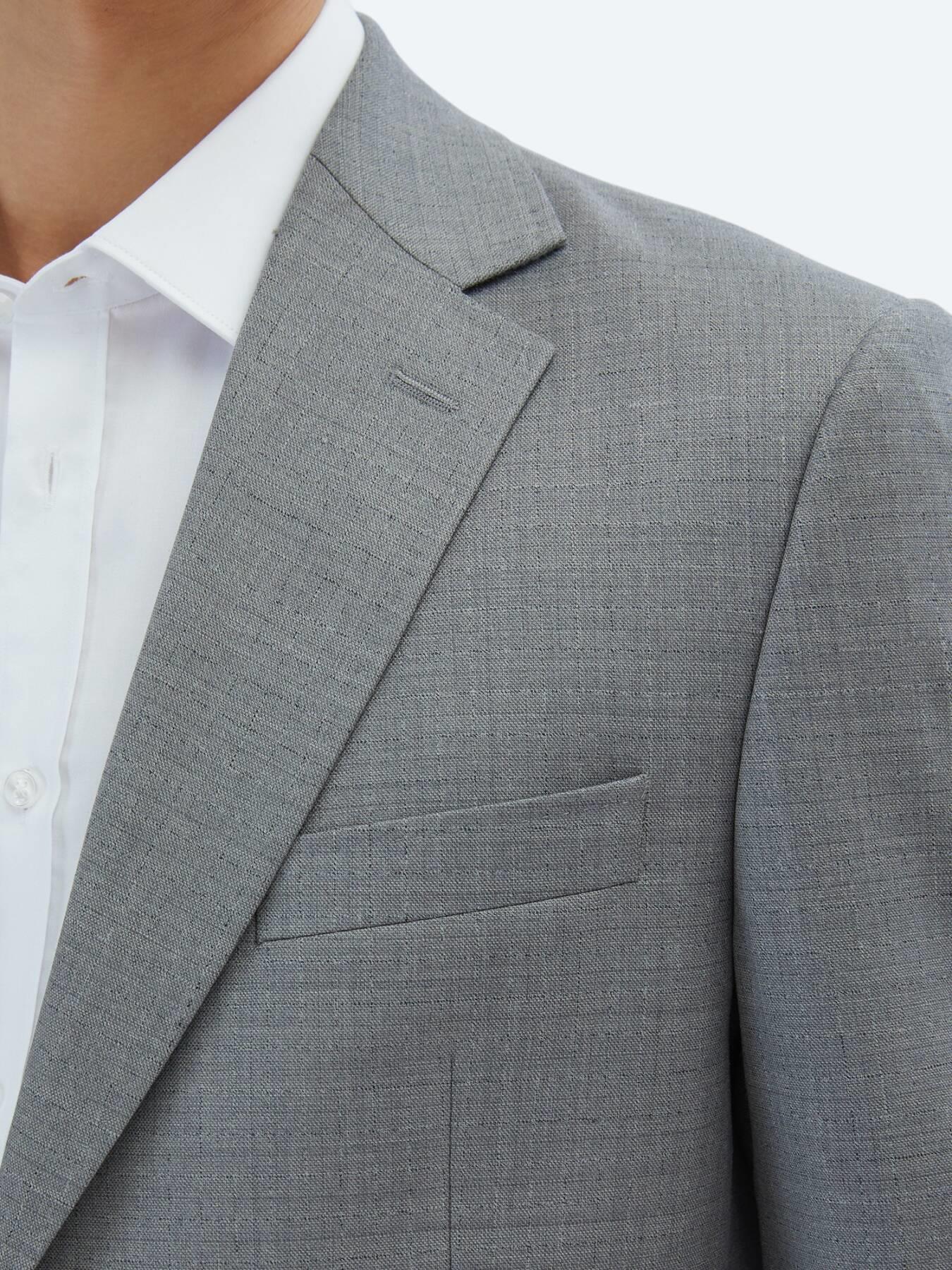 Gri Desenli Modern Fit Yün Karışımlı Takım Elbise