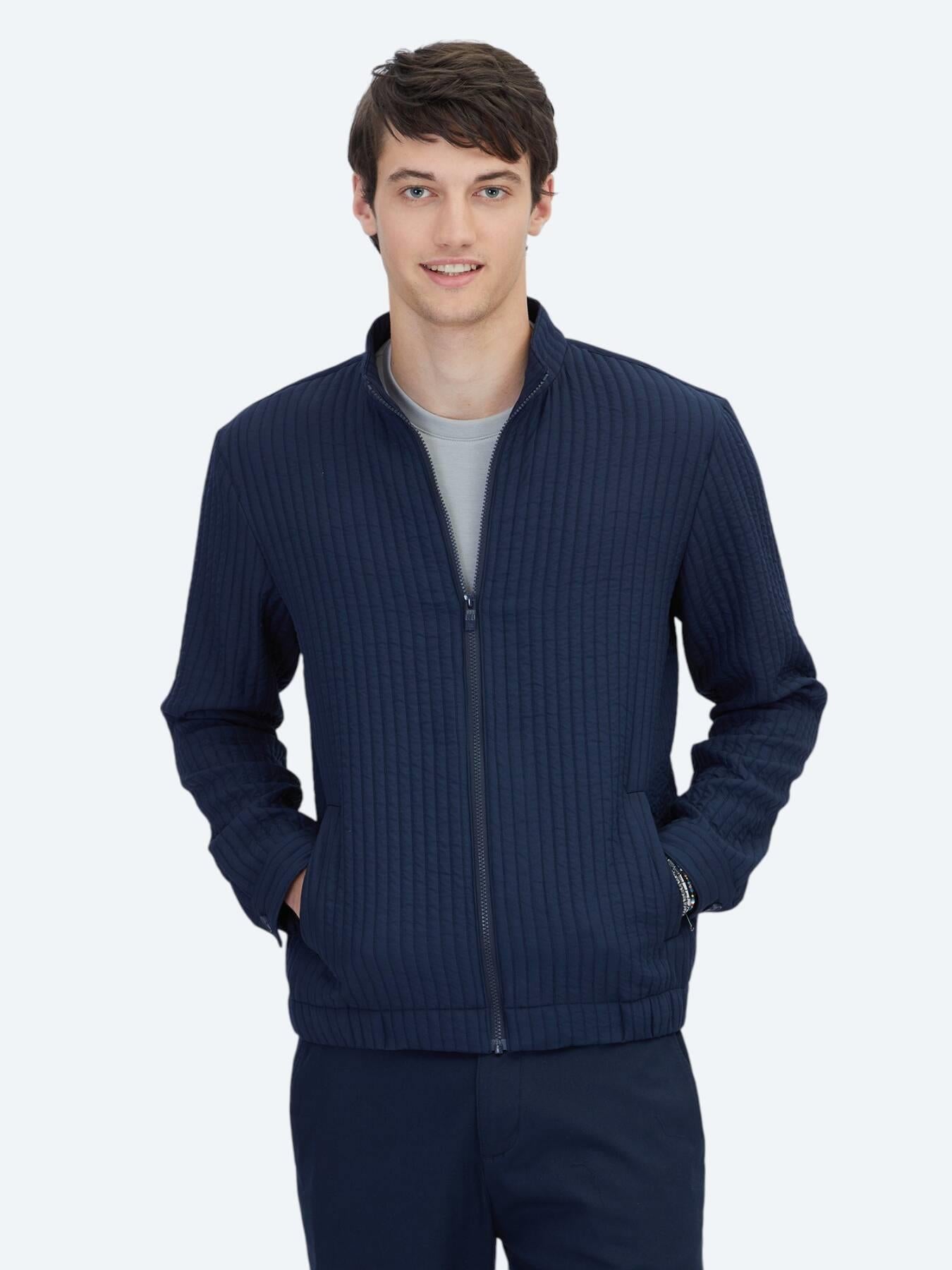 Lacivert Regular Fit Casual Dokuma Mont