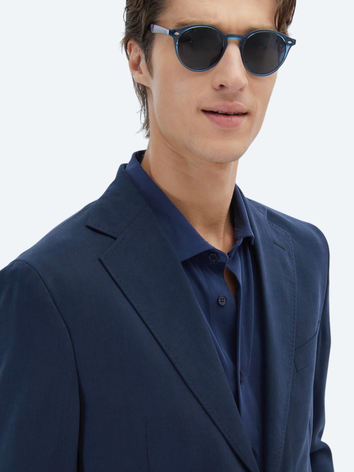 Lacivert Desenli Modern Fit Takım Elbise