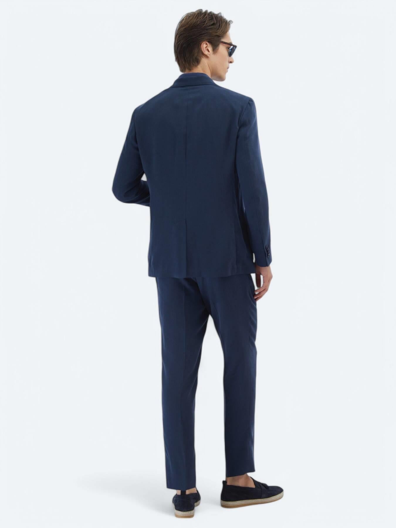 Lacivert Desenli Modern Fit Takım Elbise
