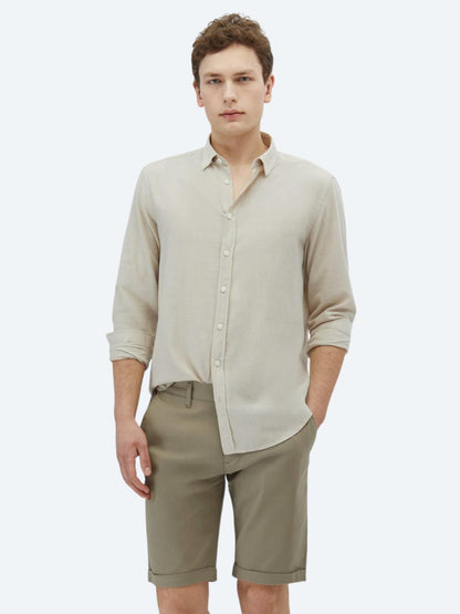 Taş Düz Regular Fit Uzun Dokuma Casual %100 Pamuk Gömlek