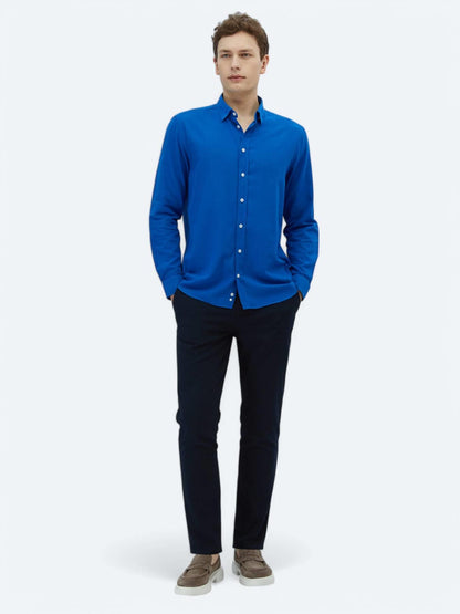 Saks Düz Regular Fit Uzun Dokuma Casual %100 Pamuk Gömlek