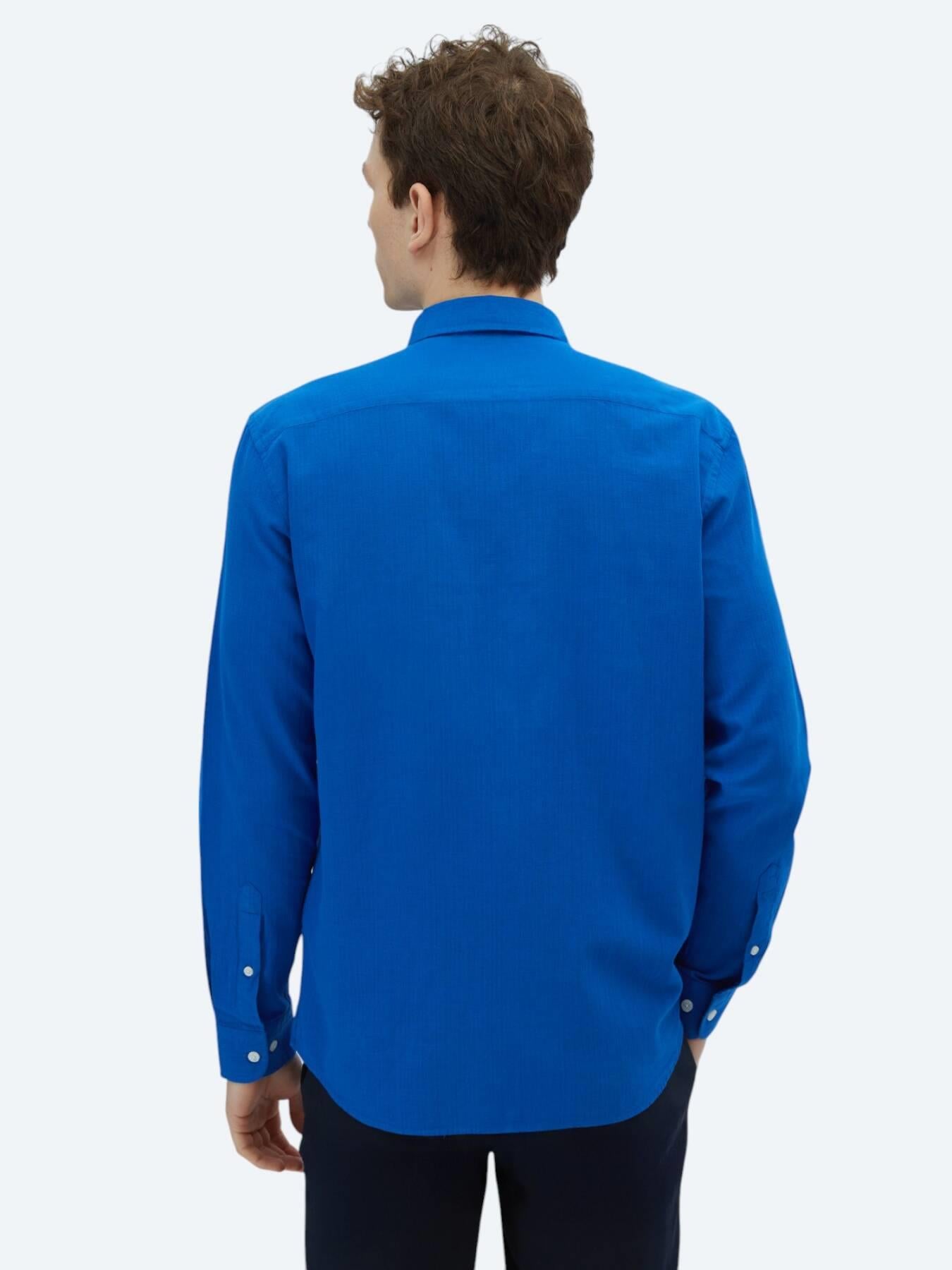 Saks Düz Regular Fit Uzun Dokuma Casual %100 Pamuk Gömlek