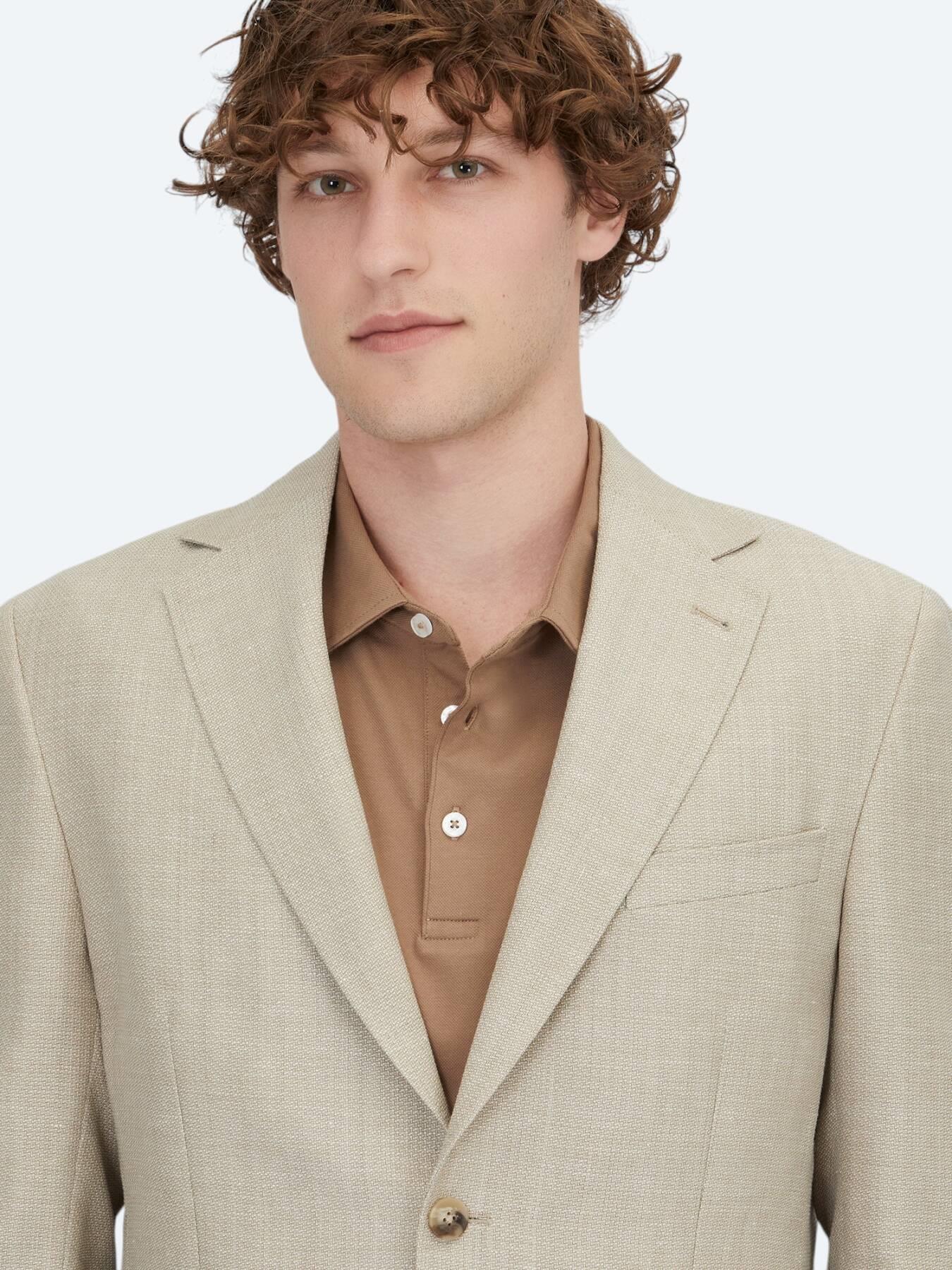 Açık Bej Düz Modern Fit Yün Karışımlı Ceket