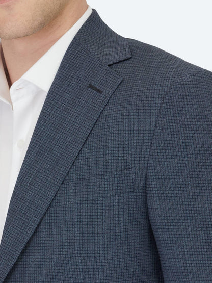Lacivert Desenli Modern Fit Yün Karışımlı Takım Elbise