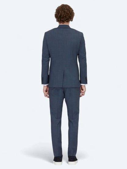 Lacivert Desenli Modern Fit Yün Karışımlı Takım Elbise