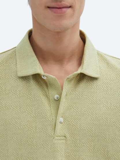 Limon Küfü Desenli Polo Yaka Pamuk Karışımlı T-shirt