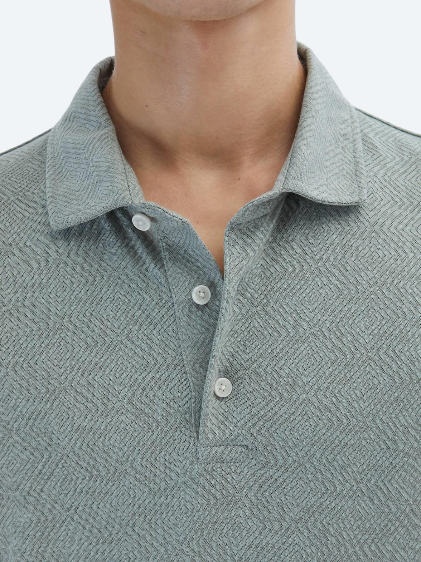 Haki Desenli Polo Yaka Pamuk Karışımlı T-shirt