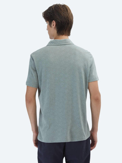 Haki Desenli Polo Yaka Pamuk Karışımlı T-shirt