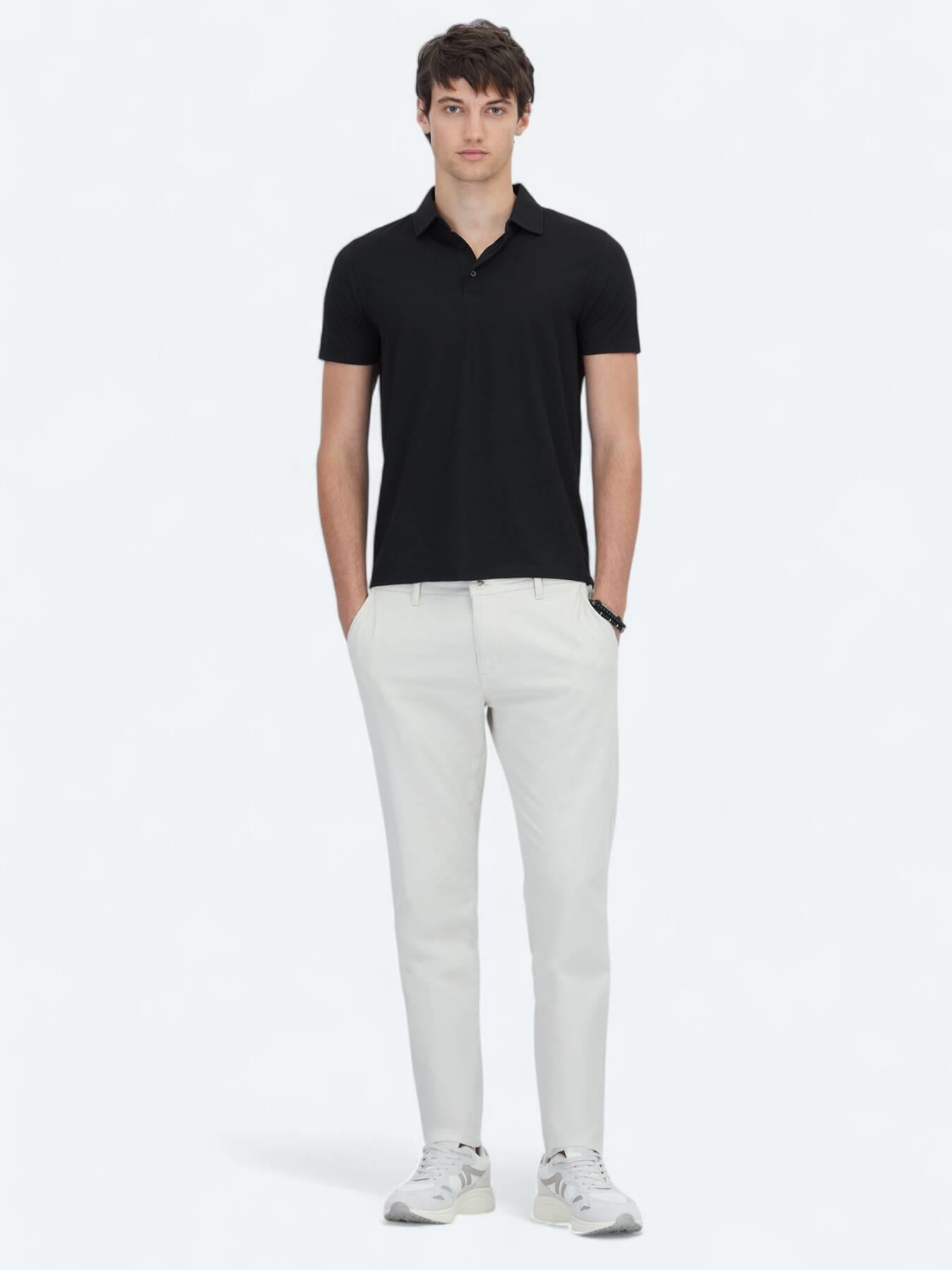 Siyah Desenli Polo Yaka T-shirt