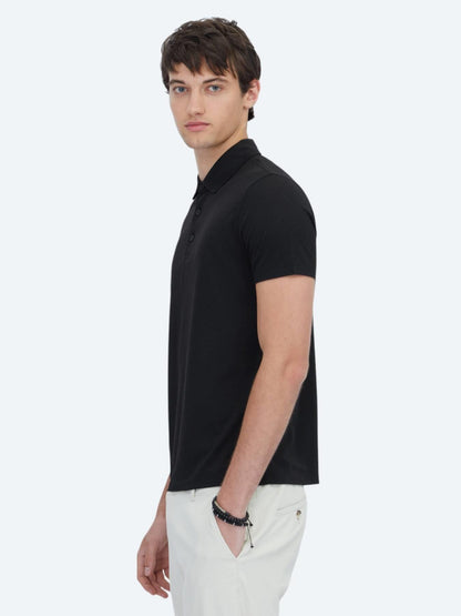 Siyah Desenli Polo Yaka T-shirt