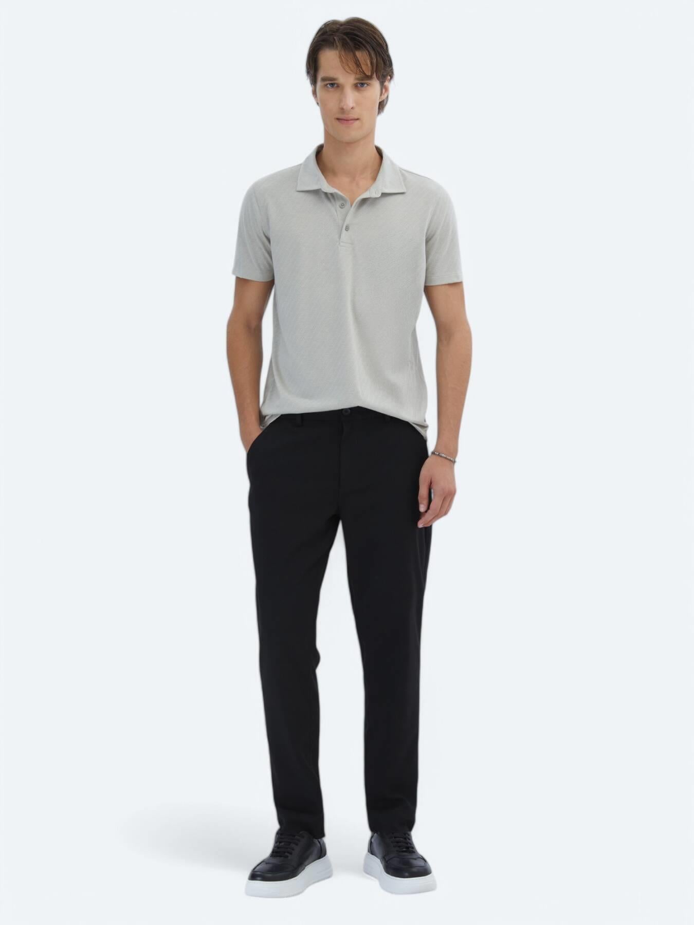 Açık Haki Desenli Polo Yaka T-shirt