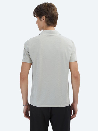Açık Haki Desenli Polo Yaka T-shirt