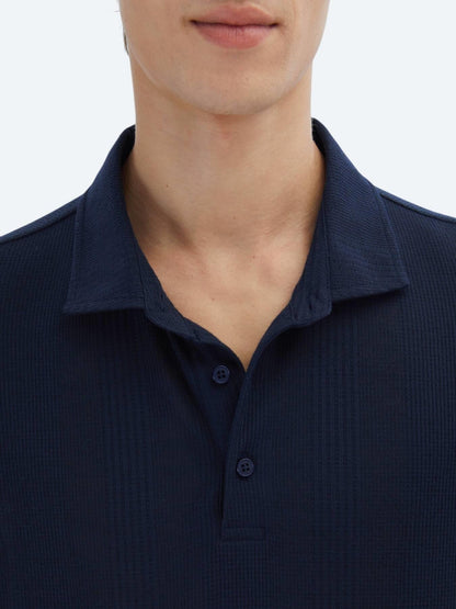 Lacivert Desenli Polo Yaka T-shirt