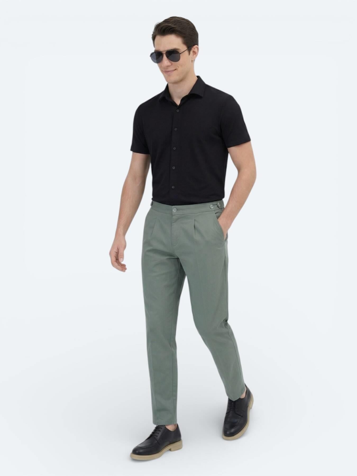 Siyah Düz Regular Fit Kısa Casual Gömlek