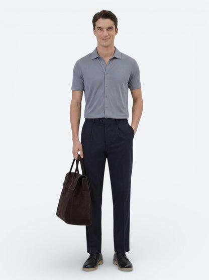 Gri Düz Regular Fit Kısa Casual Gömlek