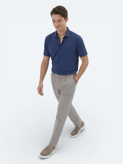 Indigo Düz Regular Fit Kısa Casual Gömlek