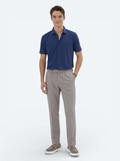 Indigo Düz Regular Fit Kısa Casual Gömlek