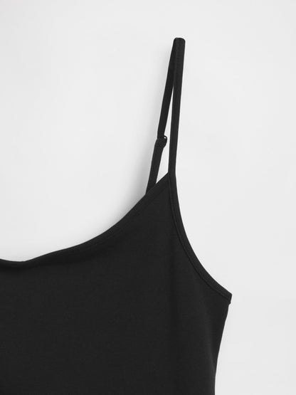 Siyah Closeknit Basic Cami Atlet