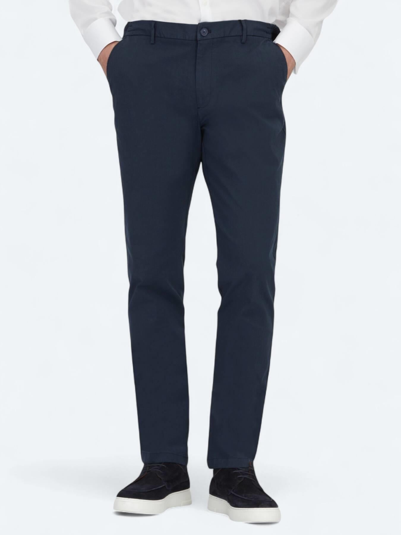 Lacivert Dokuma Jogging Fit Casual Pamuk Karışımlı Pantolon