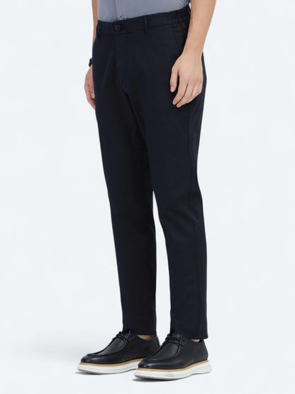 Siyah Dokuma Jogging Fit Casual Pamuk Karışımlı Pantolon