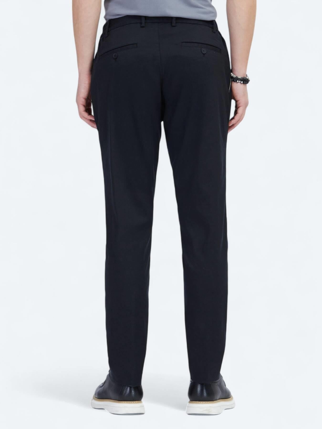Siyah Dokuma Jogging Fit Casual Pamuk Karışımlı Pantolon