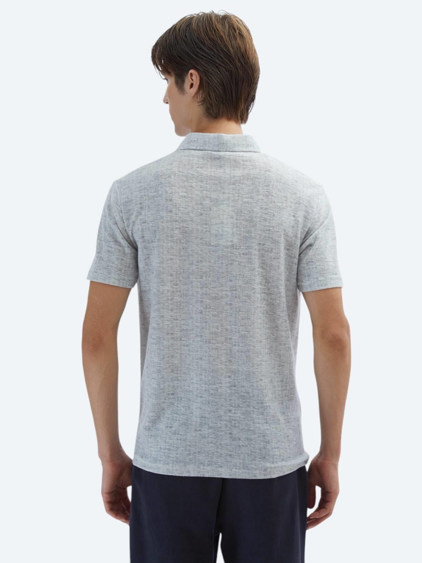 Bej Baskılı Polo Yaka Pamuk Karışımlı T-shirt