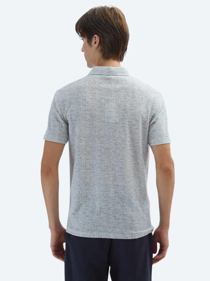 Bej Baskılı Polo Yaka Pamuk Karışımlı T-shirt