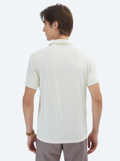 Ekru Düz Çevre Dostu Polo Yaka T-shirt