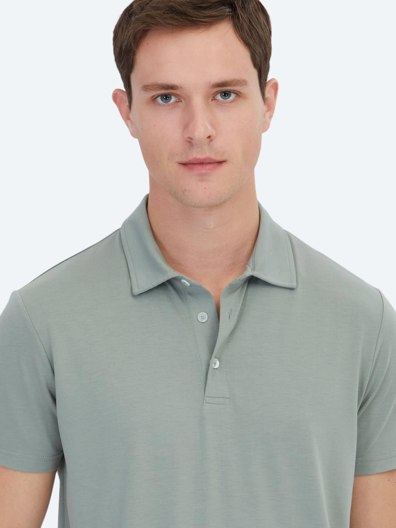 Haki Düz Çevre Dostu Polo Yaka T-shirt