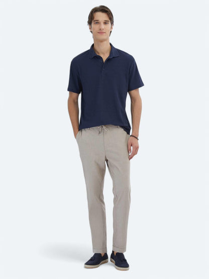 Lacivert Desenli Polo Yaka T-shirt