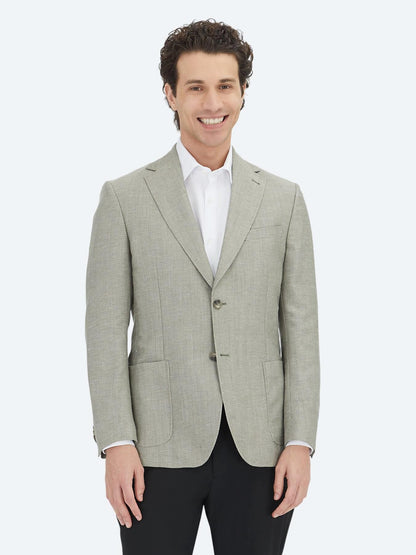 Haki Düz Modern Fit Yün Karışımlı Ceket
