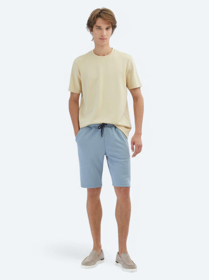 Açık Sarı Düz Bisiklet Yaka T-shirt