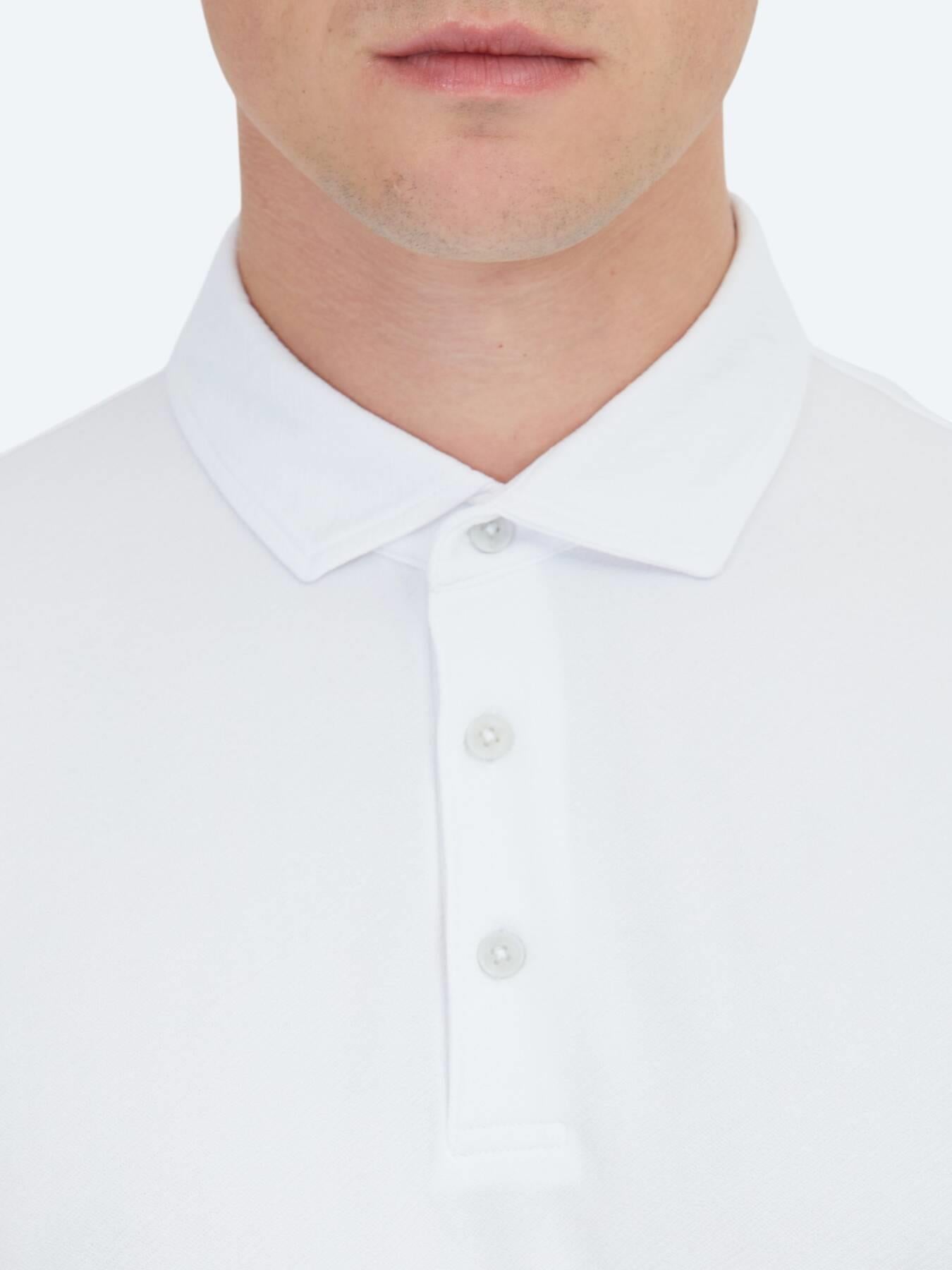 Beyaz Jakarlı Polo Yaka T-shirt