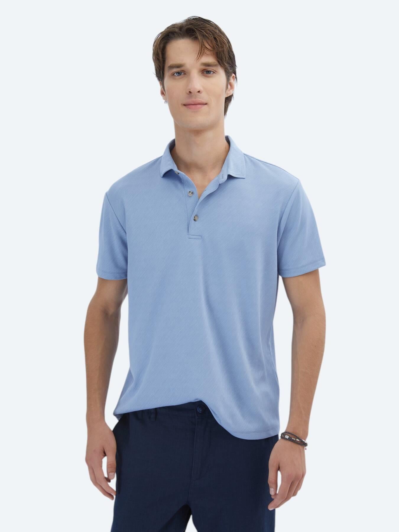 Mavi Jakarlı Polo Yaka T-shirt