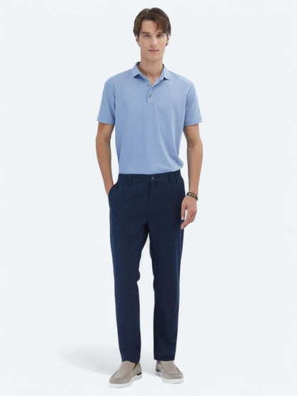 Mavi Jakarlı Polo Yaka T-shirt