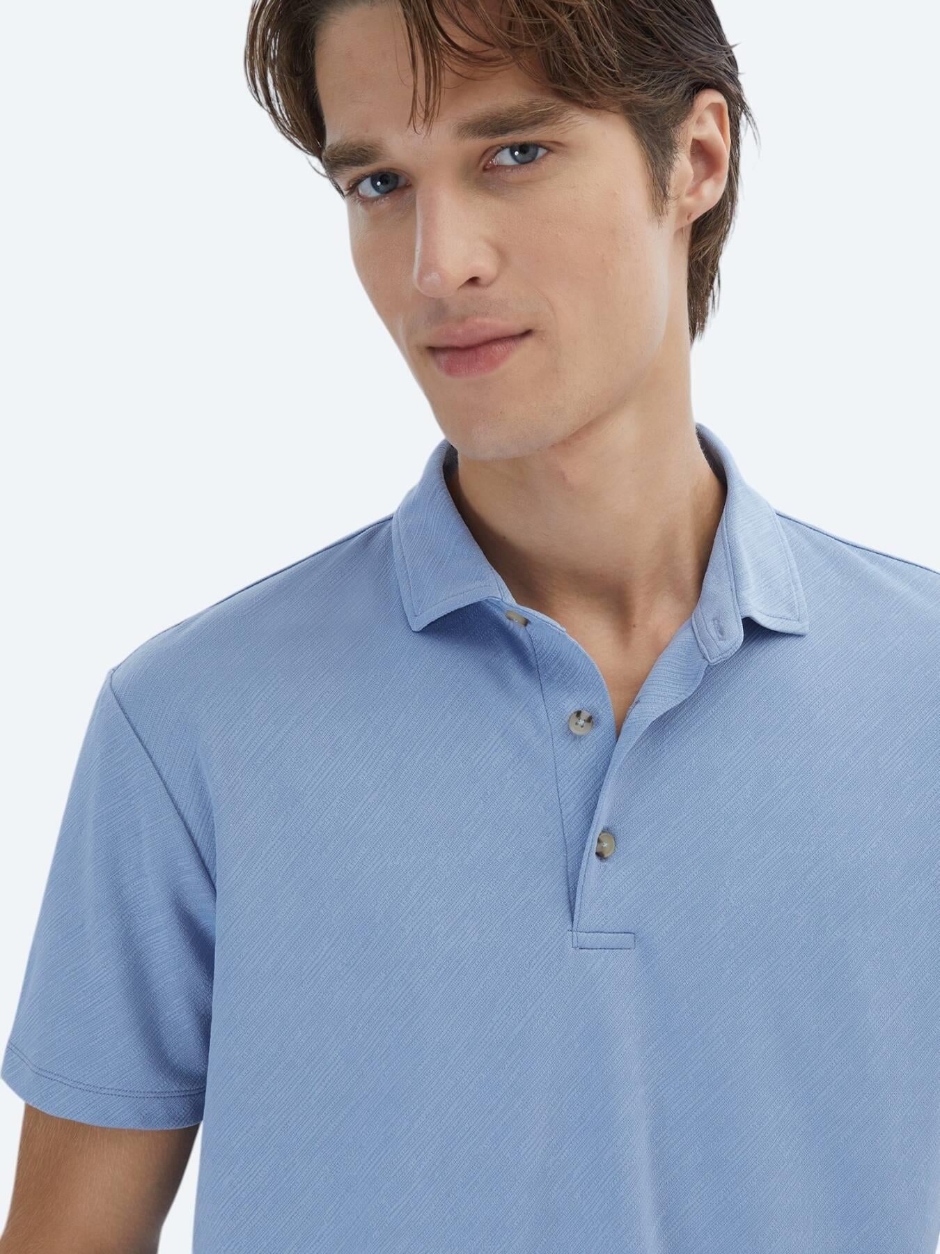Mavi Jakarlı Polo Yaka T-shirt