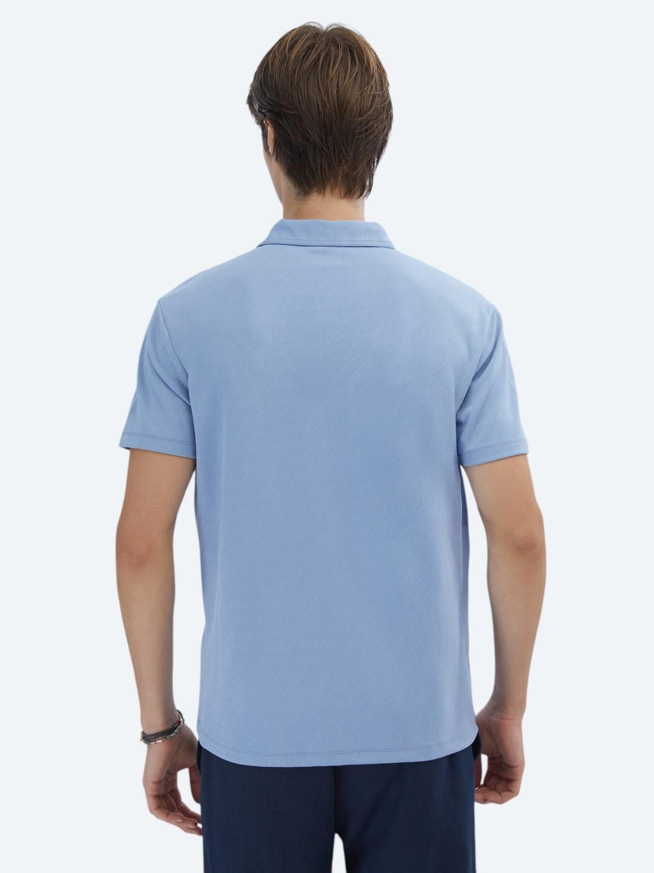 Mavi Jakarlı Polo Yaka T-shirt