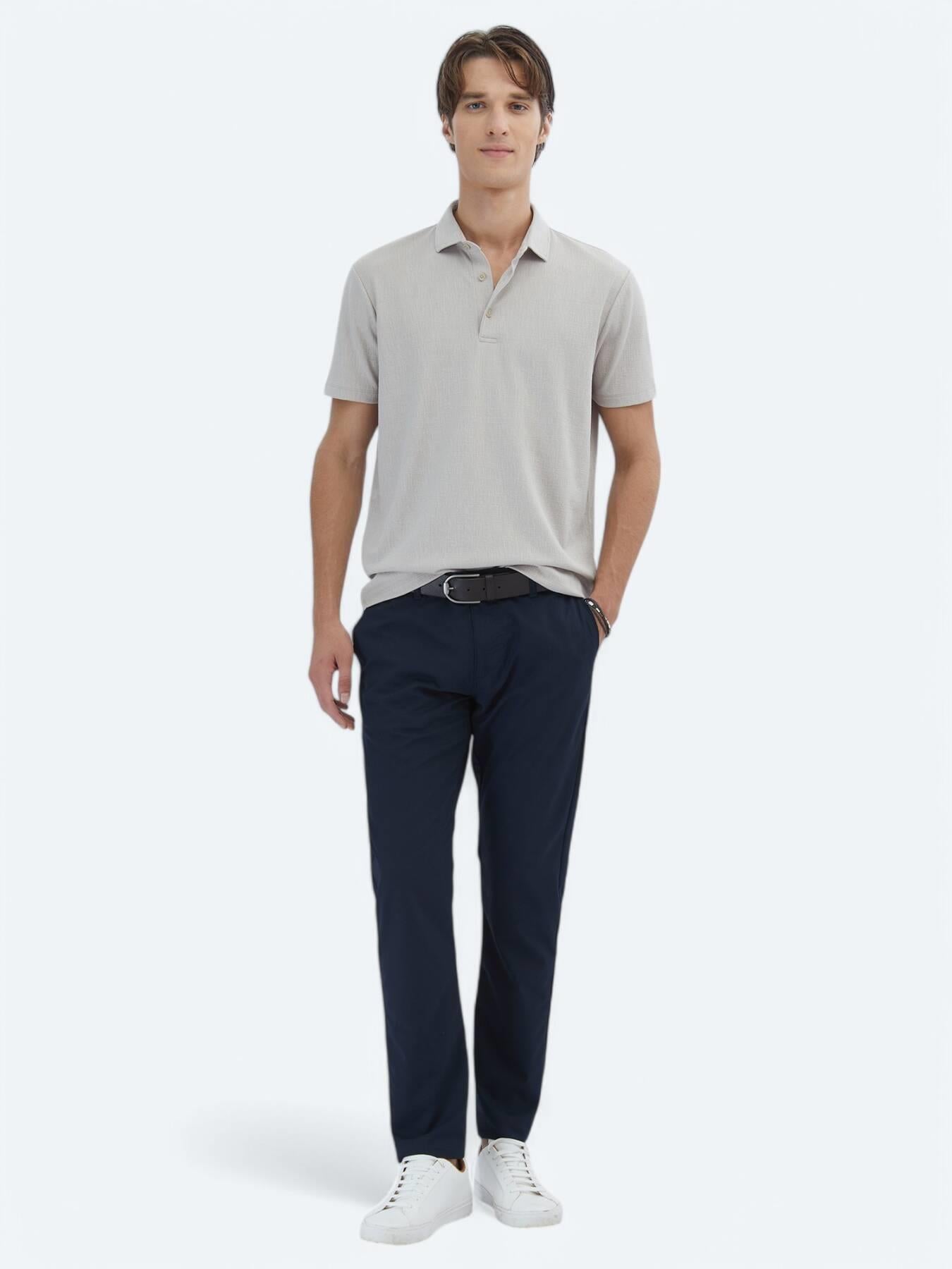 Bej Jakarlı Polo Yaka T-shirt
