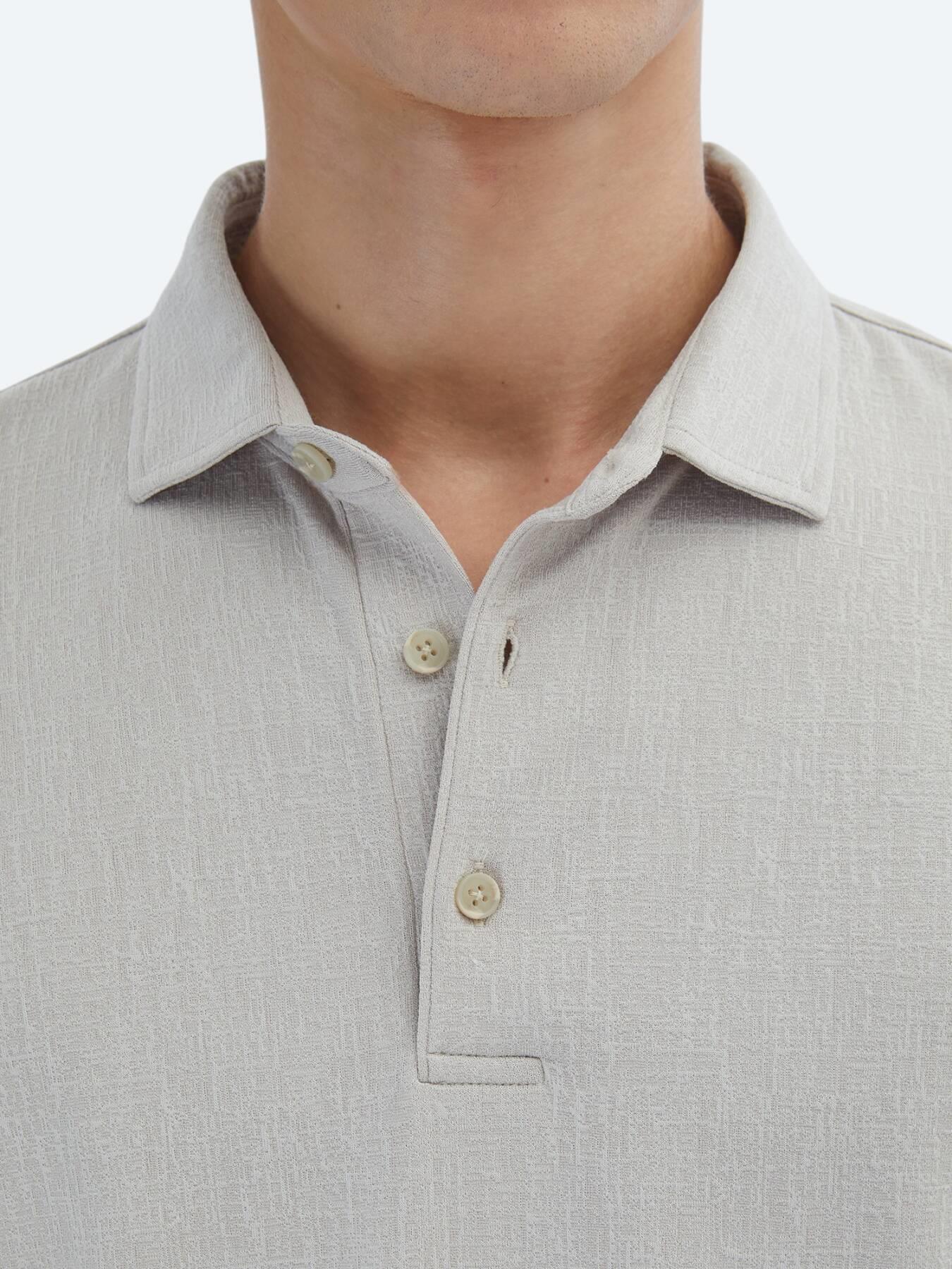 Bej Jakarlı Polo Yaka T-shirt