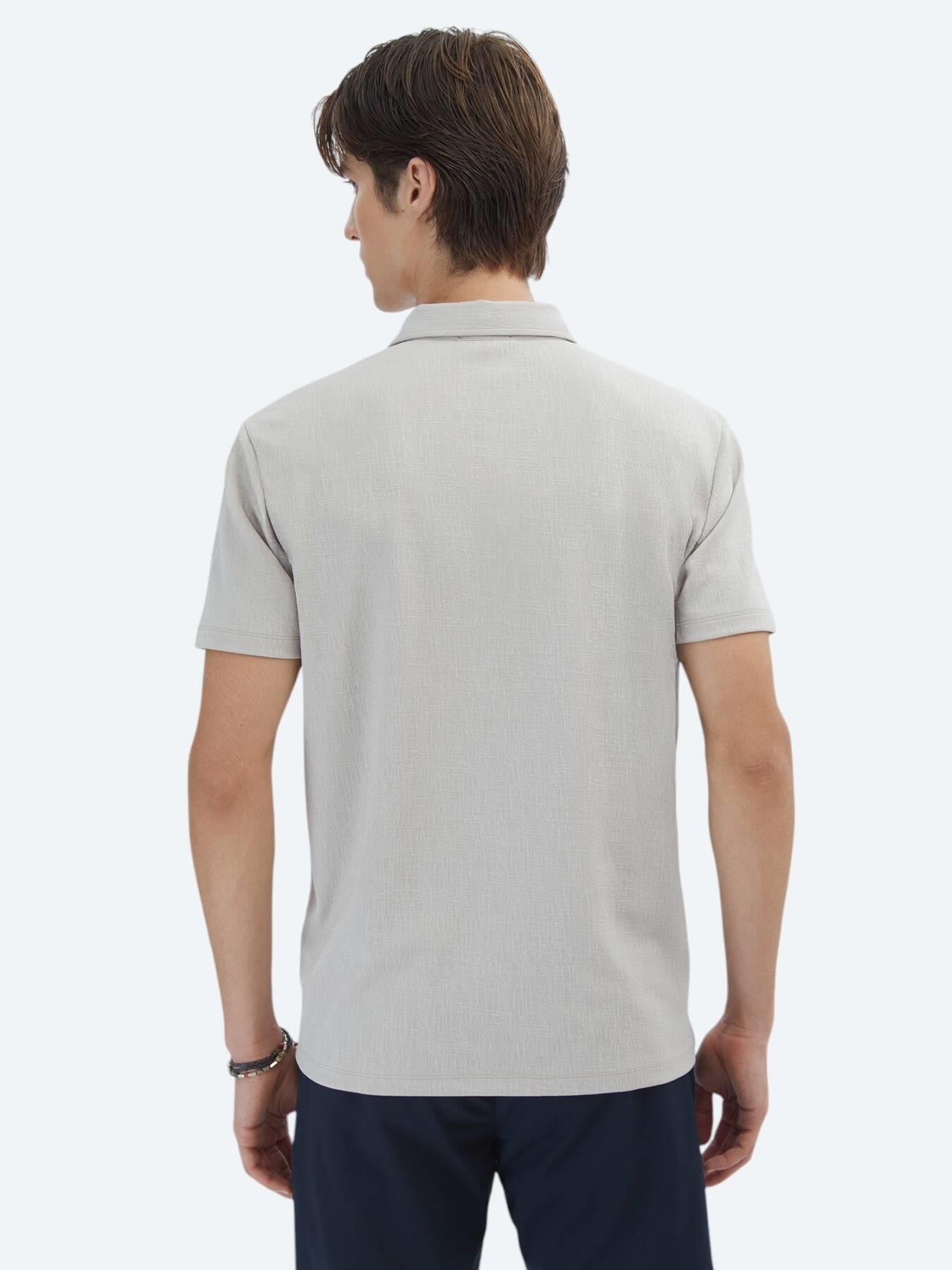 Bej Jakarlı Polo Yaka T-shirt