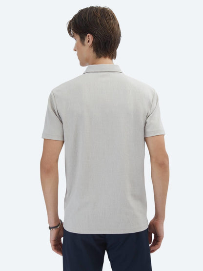 Bej Jakarlı Polo Yaka T-shirt