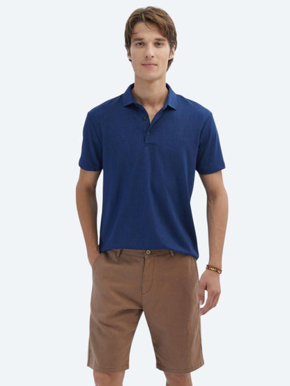 Indigo Jakarlı Polo Yaka T-shirt