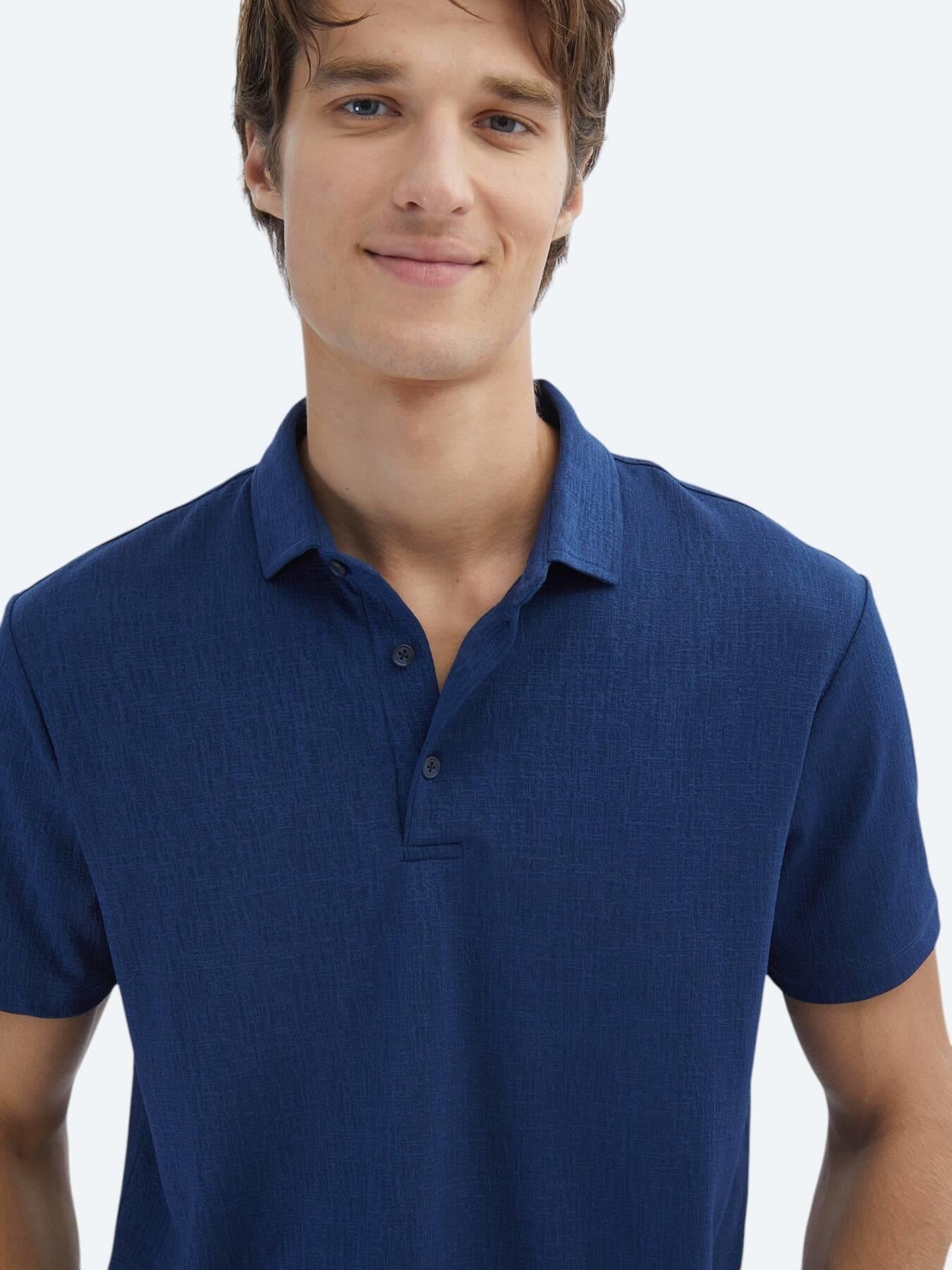 Indigo Jakarlı Polo Yaka T-shirt